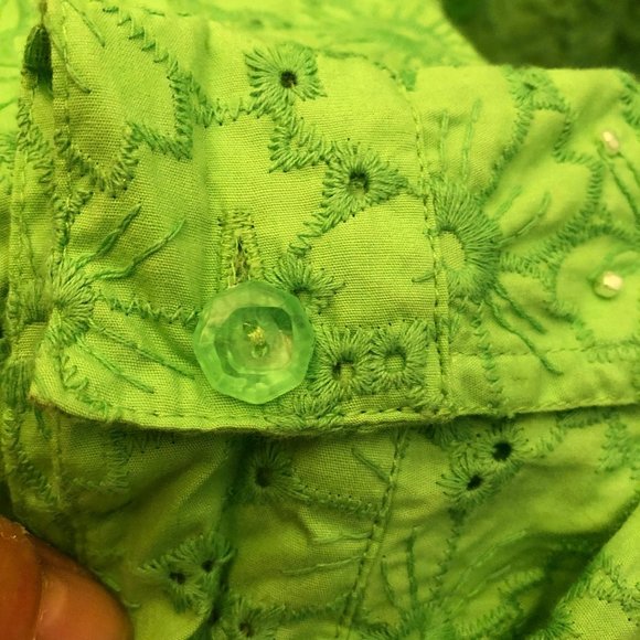 Quacker Factory green jacket with pearls, L - Picture 7 of 12